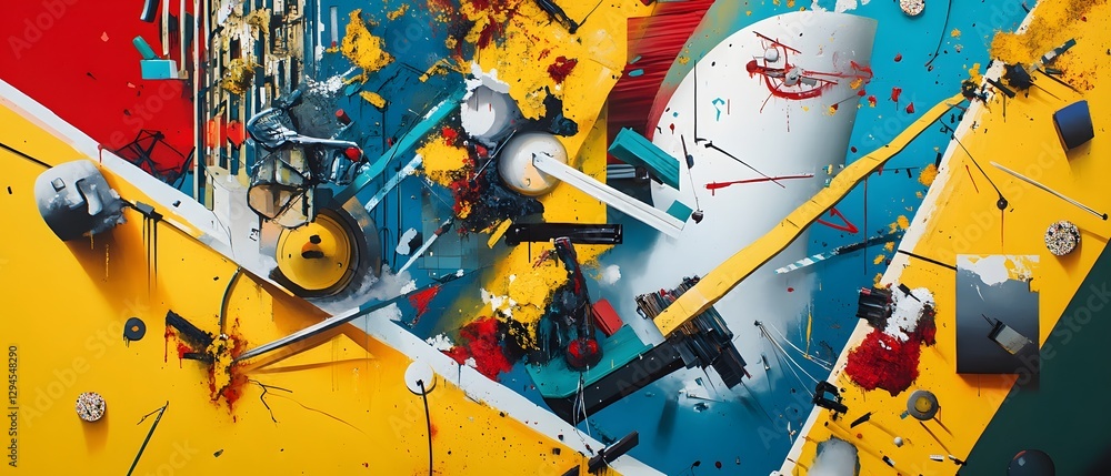 Aufkleber abstract art featuring vibrant colors and dynamic shapes, creating an energetic and modern visual ex