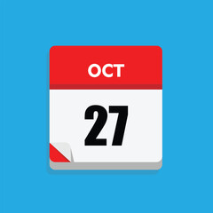 calender icon, 27 october icon with blue background