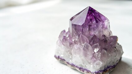 Fototapeta premium Amethyst Cluster on White Background