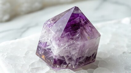 Fototapeta premium Amethyst Crystal Point on Marble Surface