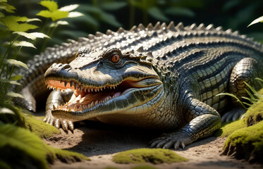 Obraz premium cocodrilo, ia, realismo, mamifero, animal