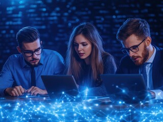 Unlock global innovation with a diverse team in a virtual meeting, leveraging a futuristic digital interface for seamless collaboration This powerful image captures the essence of the global