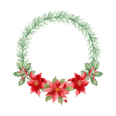 Watercolor floral christmas frame