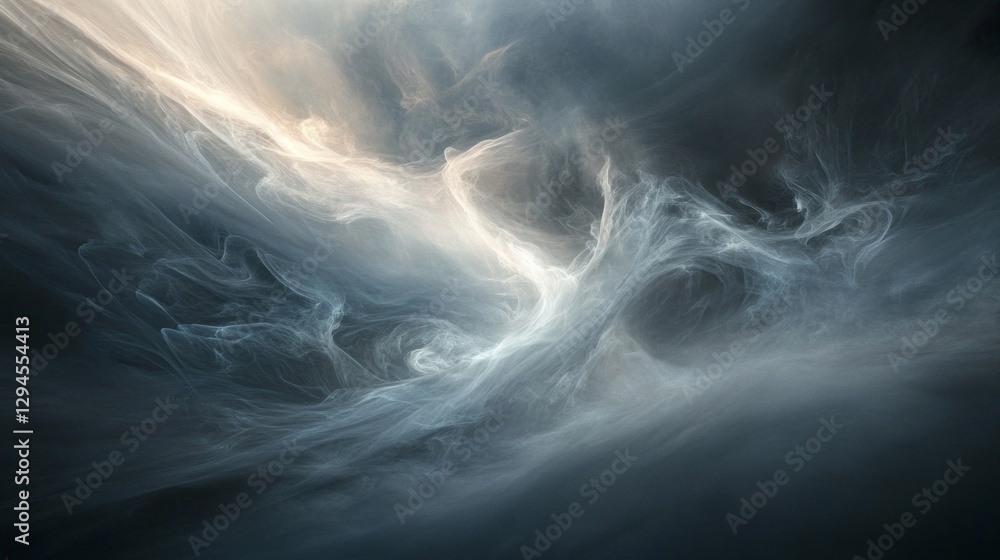 Poster An enchanting display of swirling clouds captures the transition from day to night. Soft hues intertwine, creating a mesmerizing visual symphony against the vast sky