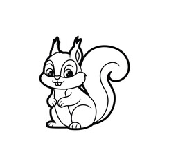 Black and White Squirrel Vector Illustration – Cute Animal Silhouette on White Background