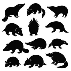 set of moles collection of silhouettes of black vector