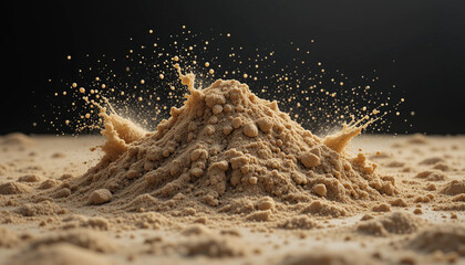 drops of water falling on mud and mud is flying over the mud