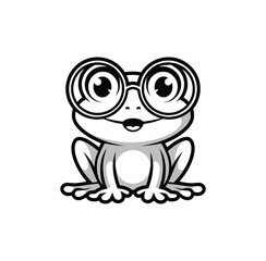  Frog with Glasses Vector Illustration – Cute Animal Silhouette on White Background