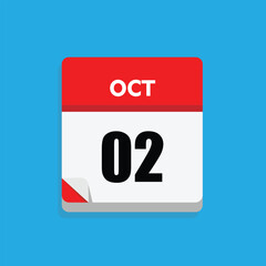 calender icon, 02 october icon with blue background
