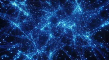 Fototapeta premium Futuristic network of glowing blue lines forming an abstract digital web pattern