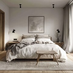 The well appointed bedroom looks very welcoming and clean