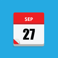 calender icon, 27 september icon with blue background