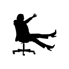 Another person is pushing a person sitting in an office chair. Vector.