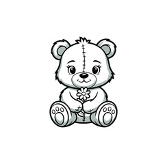 Panda Vector lineart Illustration – Cute Animal Silhouette on White Background