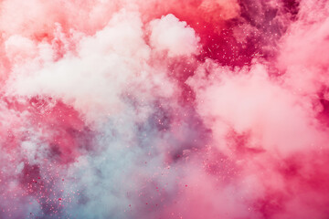 Obraz premium A mesmerizing cloud of pink and white powder erupts in a dynamic explosion, capturing a moment of vibrant color and abstract beauty