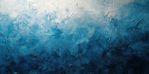Abstract blue painting with textured layers showcasing depth and contrast in hues