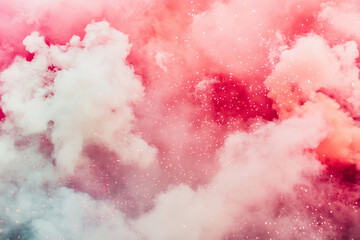 Fototapeta premium A mesmerizing cloud of pink and white powder erupts in a dynamic explosion, capturing a moment of vibrant color and abstract beauty