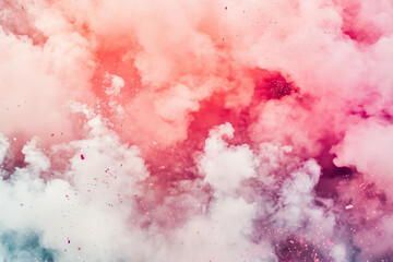 Obraz premium A mesmerizing cloud of pink and white powder erupts in a dynamic explosion, capturing a moment of vibrant color and abstract beauty