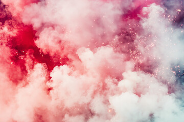 Obraz premium A mesmerizing cloud of pink and white powder erupts in a dynamic explosion, capturing a moment of vibrant color and abstract beauty
