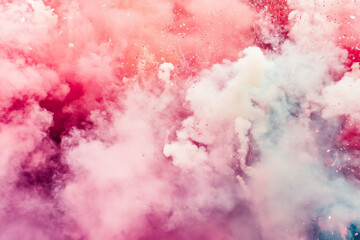 Fototapeta premium A mesmerizing cloud of pink and white powder erupts in a dynamic explosion, capturing a moment of vibrant color and abstract beauty