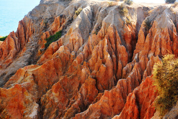 walking path with breathtaking views through the coast from porches to benagil caves lagoa algarve...