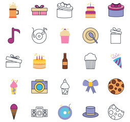 Set of party vector icons with white background