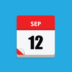 Fototapeta premium calender icon, 12 september icon with blue background