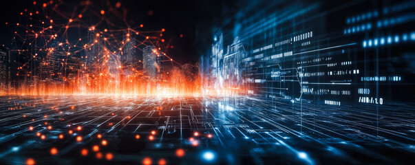 Fototapeta premium Futuristic Business Intelligence AI Technology for Data Analysis and Digital Marketing Strategy Success in Global Network