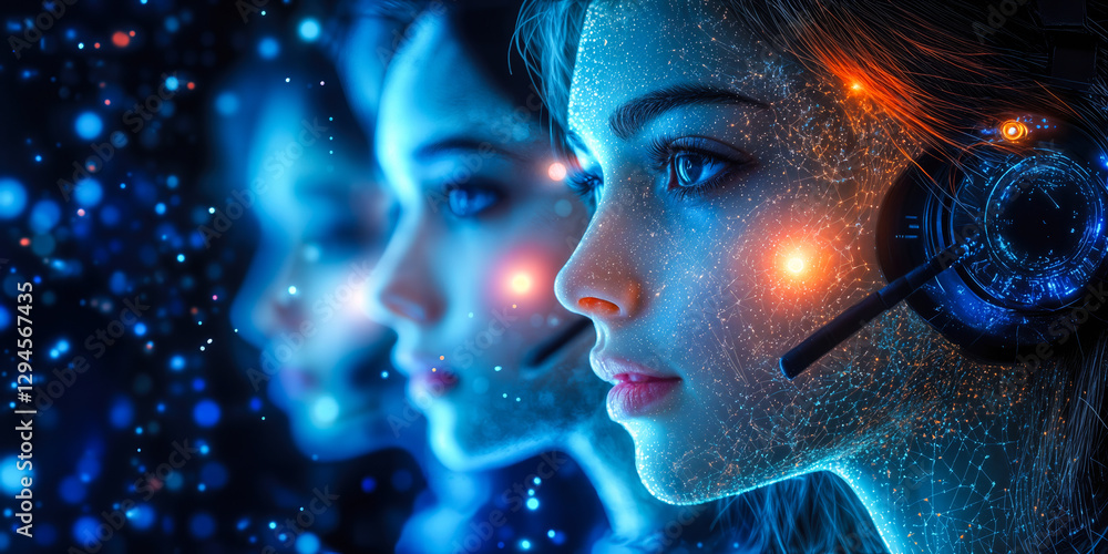 Poster ai-powered customer service enhancing efficiency and cost-effectiveness in virtual assistance soluti