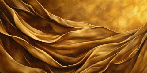 Flowing abstract gold fabric texture with luxurious wavy pattern concept