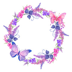 Hand painted watercolor floral frame