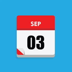 calender icon, 03 september icon with blue background