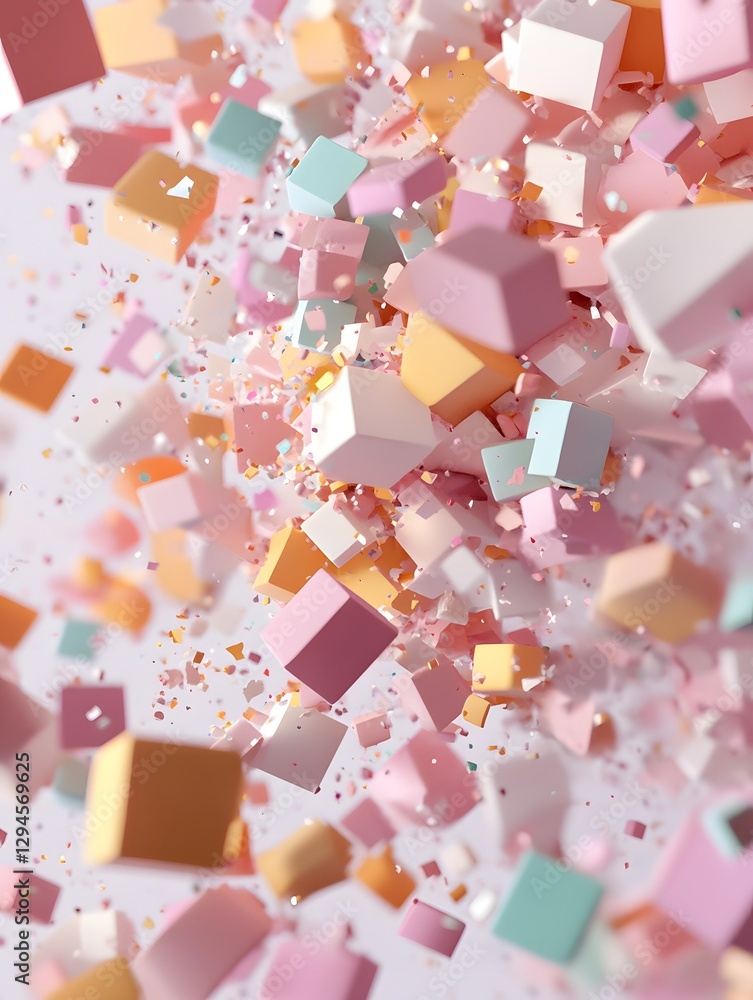 Aufkleber abstract colorful polygons floating in air digital art modern environment high angle view creative c