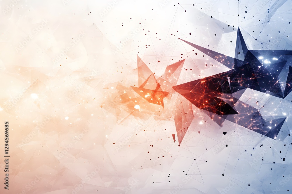 Poster dynamic abstract render of colorful polygons floating in a digital space technology concept modern e