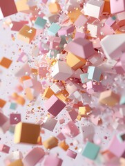 Abstract colorful polygons floating in air digital art modern environment high angle view creative concept