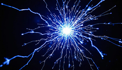 Blue Electric Sparks in Total Darkness