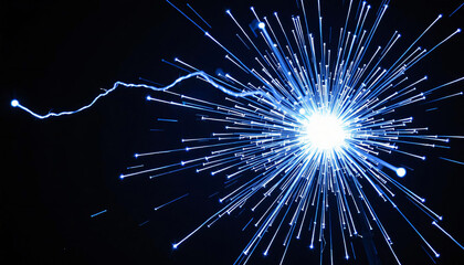 Fototapeta premium Blue Electric Sparks in Total Darkness