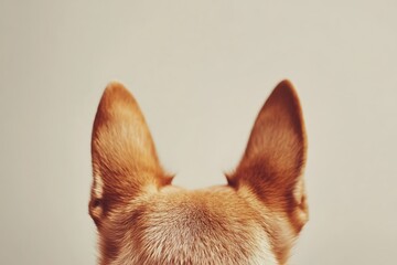 The back of a dog's head with pointy ears