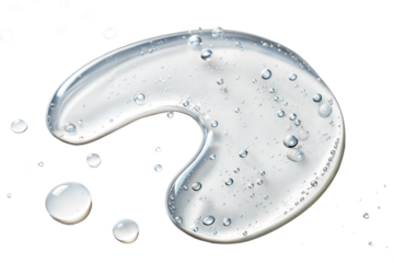 Close-up of a Clear Gel Serum with Droplets, water splash isolated on Transparent background