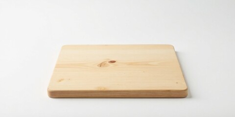Fototapeta premium Simple Square Wooden Board Isolated on White Background for Mockups and Product Displays