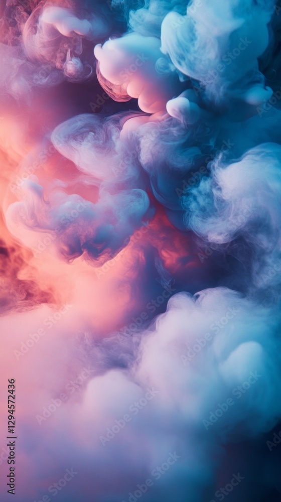 Poster a captivating display of swirling clouds in shades of pink and blue creates a dreamlike atmosphere, 