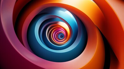 A 3D-inspired spiral illusion, with geometric shapes twisting and overlapping in a vibrant color scheme