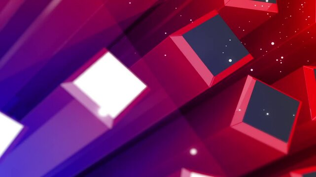 Abstract blue pink cube background 4K Color Changing Cube Surface glass shiny rotating background