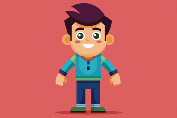 This cartoon character features a bright smile, colorful clothing, and a friendly pose, perfect for customization, Manipulation Customizable Cartoon Illustration