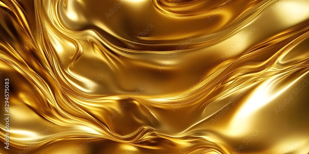 Poster abstract 3d background with flowing liquid gold texture. seamless golden texture. generative ai