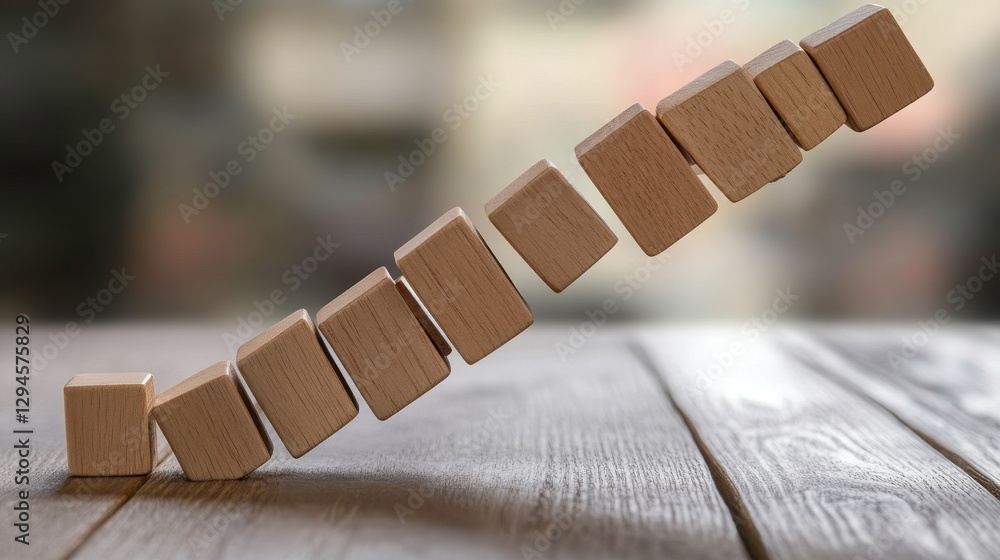 Poster dynamic wooden blocks in professional discussion setting