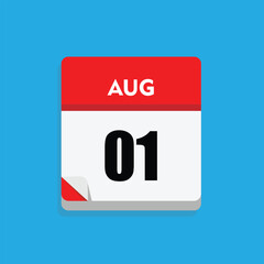 Fototapeta premium calender icon, 01 august icon with blue background