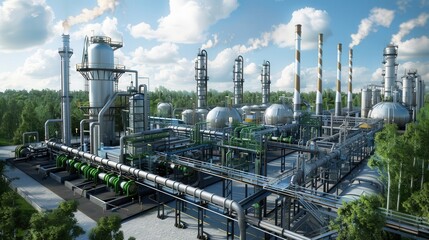 Obraz premium Petroleum Refinery Is An Industrial Process Plant