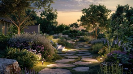 Obraz premium Enchanting Herb Garden At Dusk