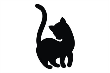 cat silhouette, cat vector icon , cat Vector illustration, Isolated on White Background